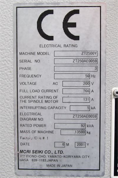 CNC Auction - MORI SEIKI - ZT 2500 Y